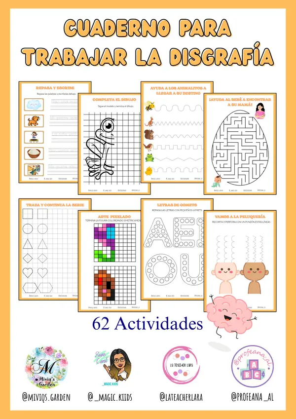 Cuaderno Disgrafía Infantil y Primaria (62 Actividades)