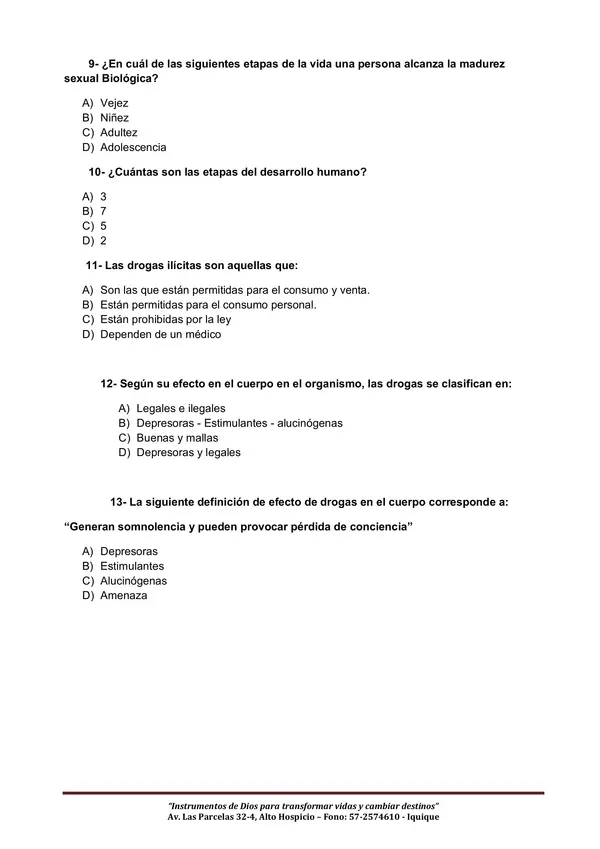 Evaluación ciencias sexualidad