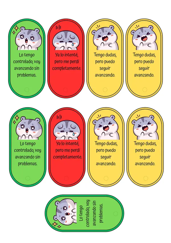 Tarjetas de comprensión de la clase