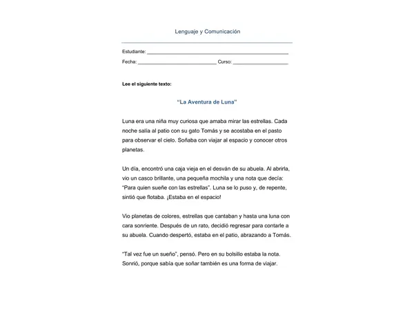 Guía de comprensión lectora 3° -4° básico"