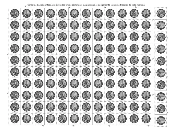 Monedas recortables de 1, 5 y 10 pesos
