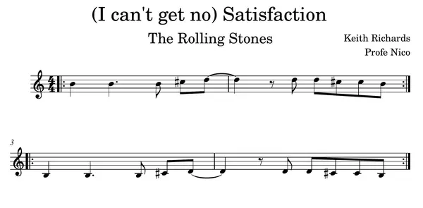 ¿Cómo se vería el rock en una partitura? ((I can't get no) Satisfaction - The Rolling Stones)