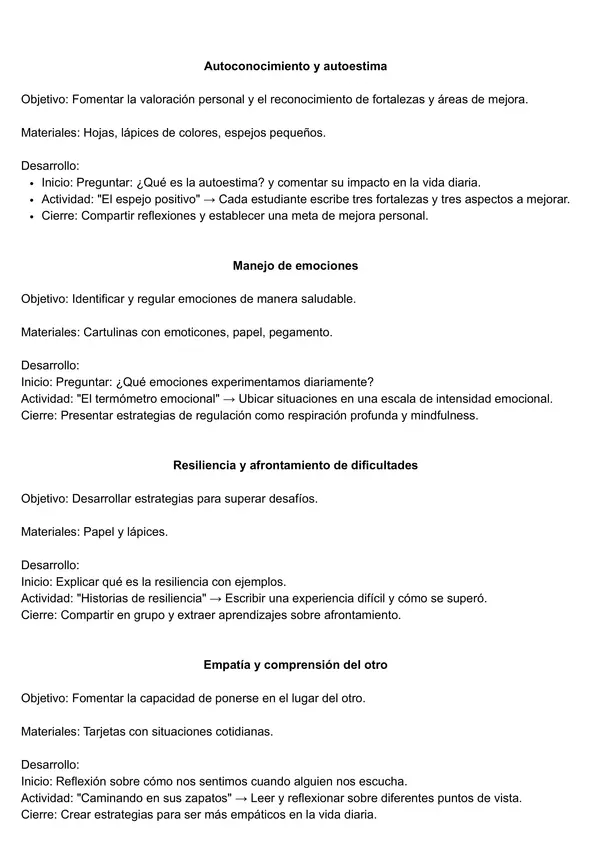 Cuadernillo de talleres socioemocionales