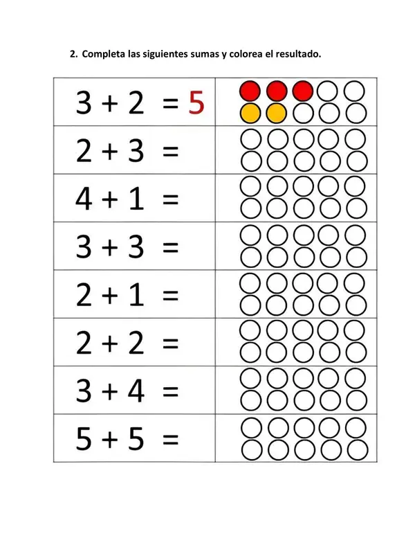 Guía de sumas para 1° básico