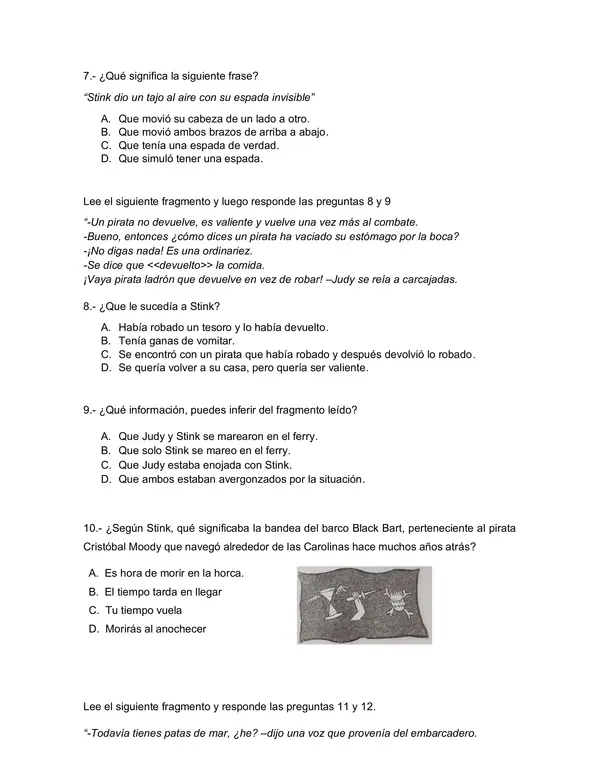 Evaluación Judy Moody y Stink, la loca, loca búsqueda del tesoro