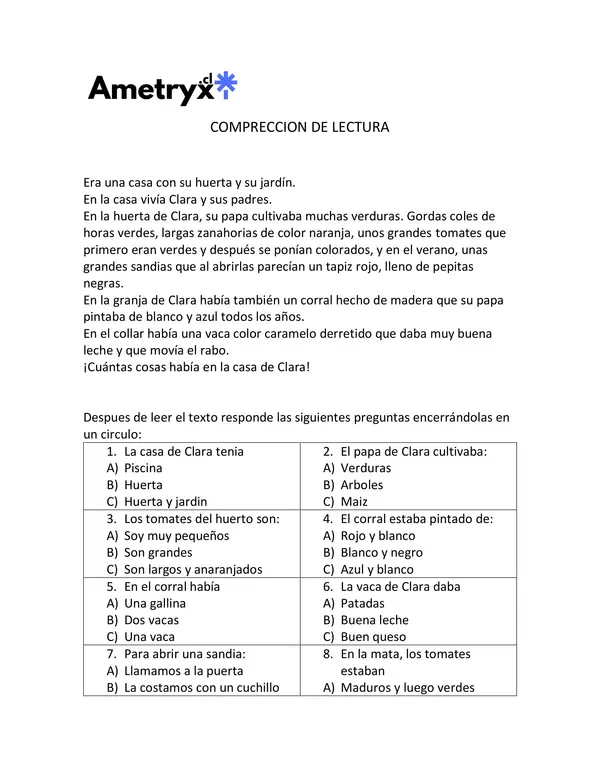 Compreccion de Lectura N°1
