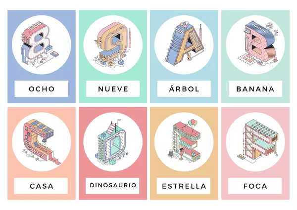 Tarjetas con Ilustraciones: Números y abecedario (temático)