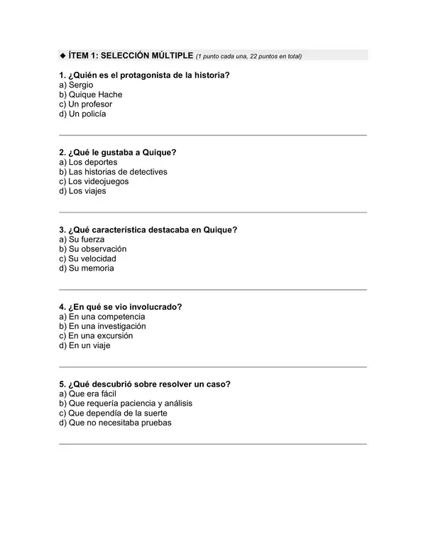 Prueba del libro "Quique Hache detective" (Sergio Gómez)