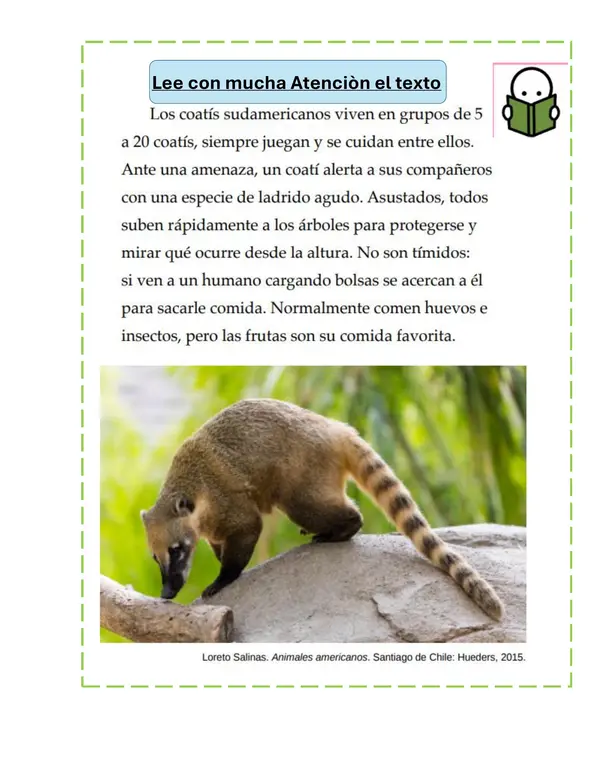 Ficha de escritura el Coati"