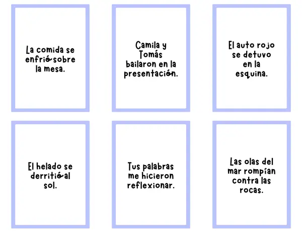 Juego de cartas - Carta palabra - Sujeto y predicado