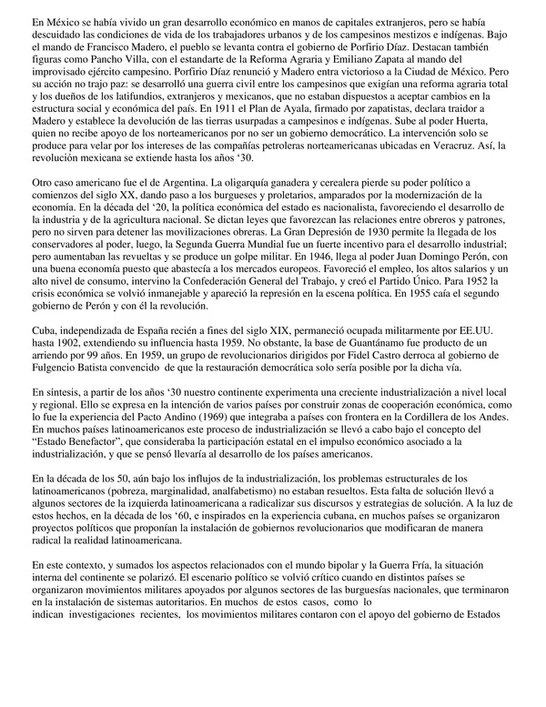 América Latina. Siglo XX