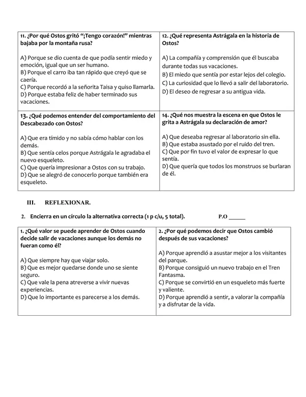 Prueba lectura complementaria "Un esqueleto en vacaciones" 