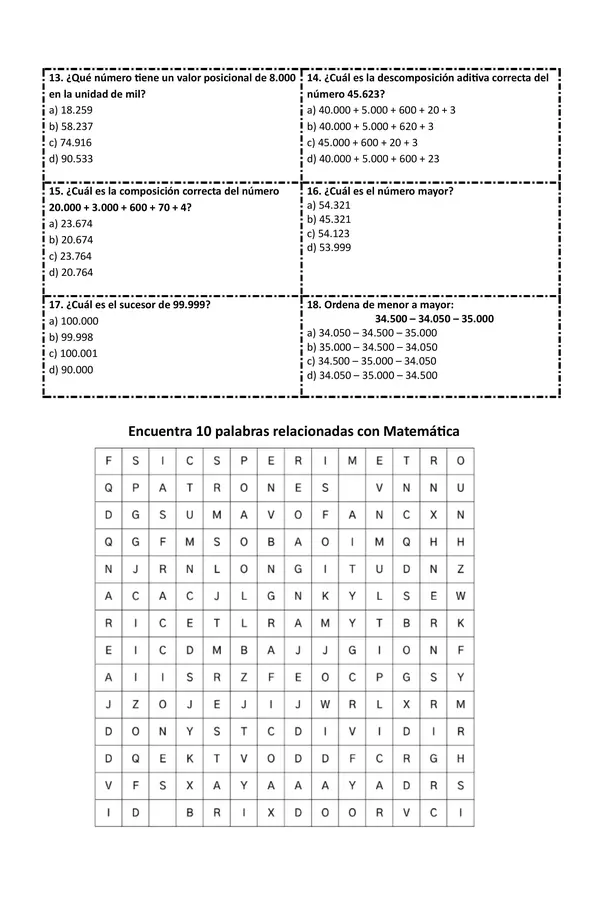 Evaluación diagnostica 5° año 