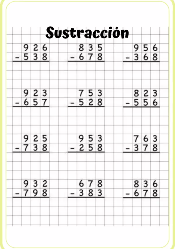 Matemáticas: Sustracción.