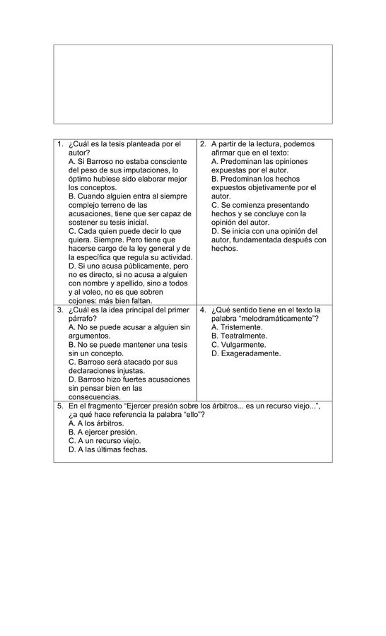7mo/8vo: Distinguir idea principal, secundaria y detalles - Preguntas tipo SIMCE