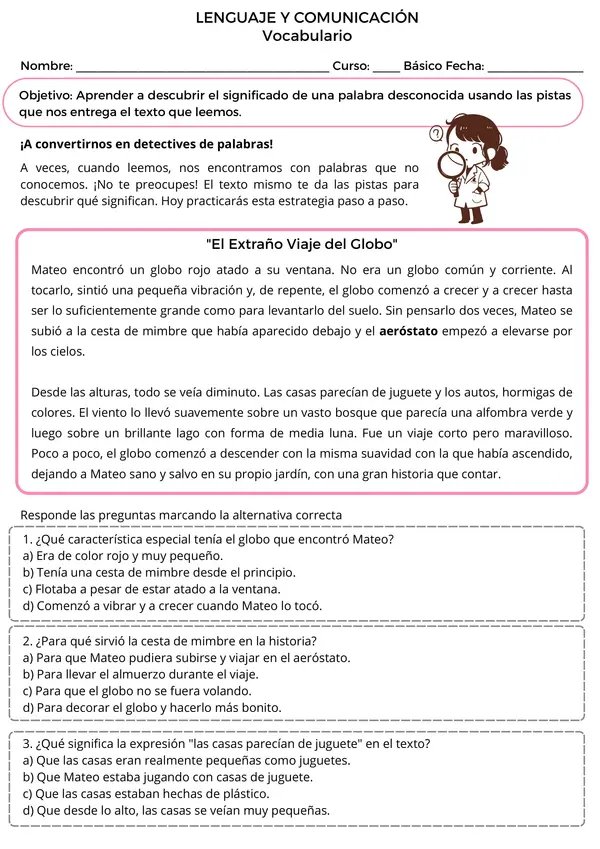 Vocabulario Lenguaje y Comunicación