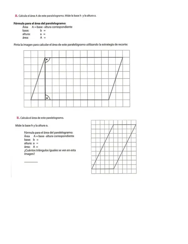 Calcular el área de paralelógramos utilizando diferentes estrategias.