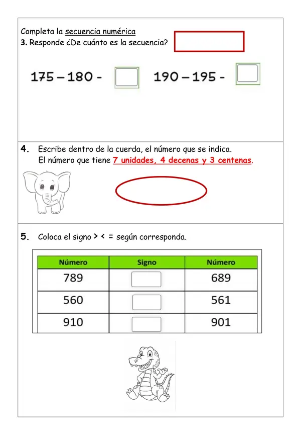 Guía editable de matemática de números y operaciones del 0 al 1.000