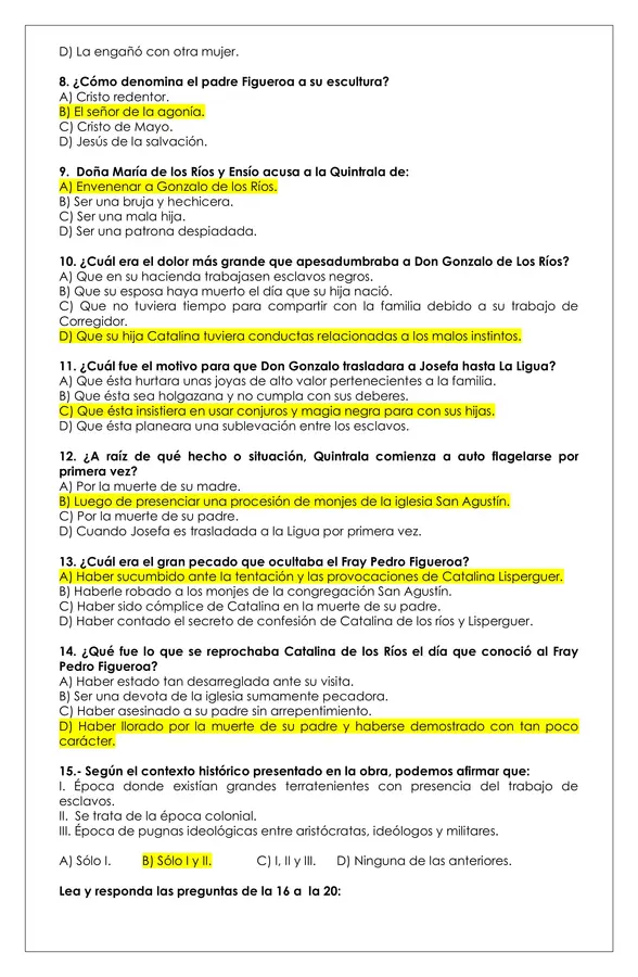 Prueba Lectura - La Quintrala 