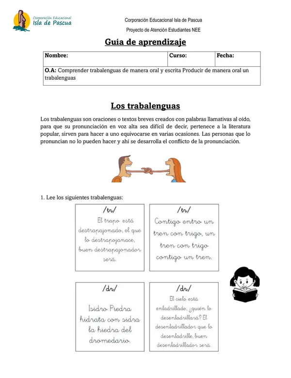 Guía trabalenguas