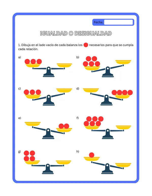 2° básico - Ficha de aprendizaje "Igualdad o desigualdad"