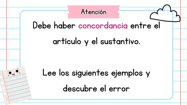 Reconocer concordancia  entre artículo y sustantivo
