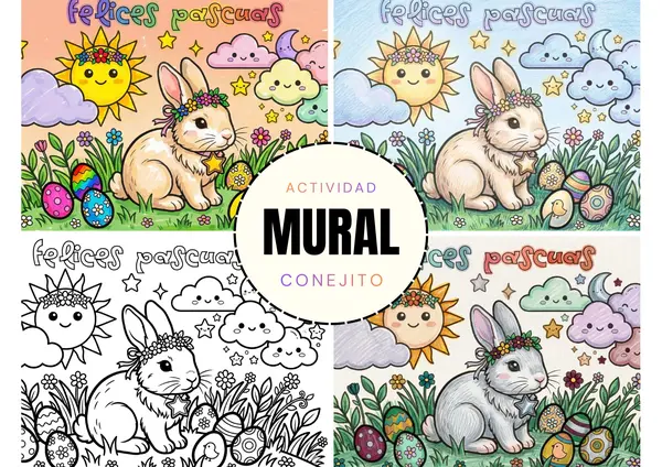 Mural Gigante de Pascua: Recurso Colaborativo para Colorear (Formato Mosaico)