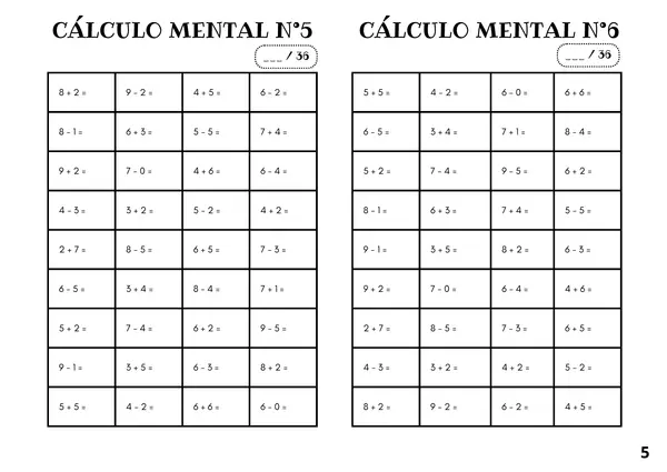 CUADERNILLO CÁLCULO MENTAL