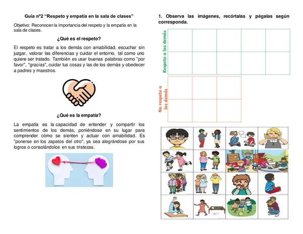Guía historia respeto, amabilidad y empatía