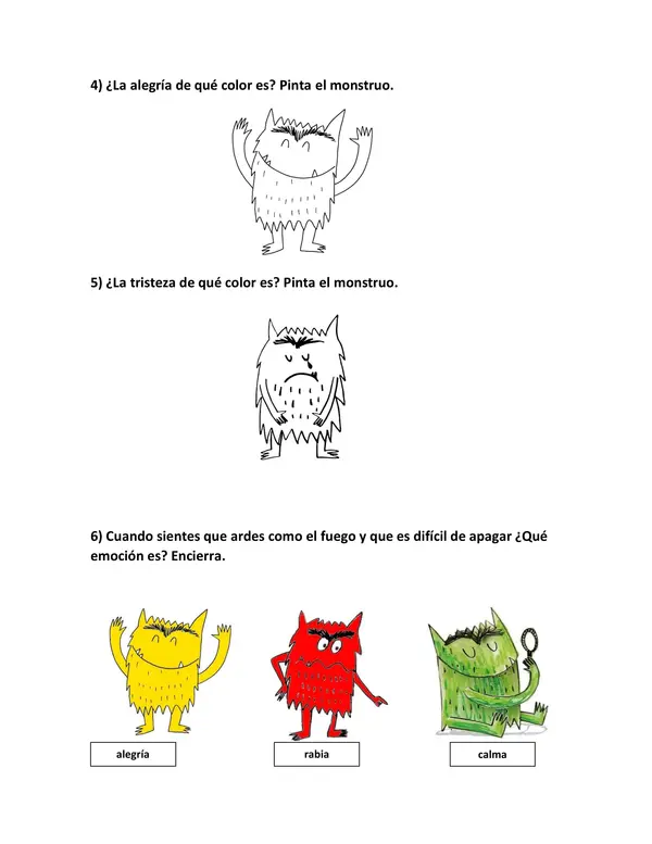 Comprensión lectora "El monstruo de colores".