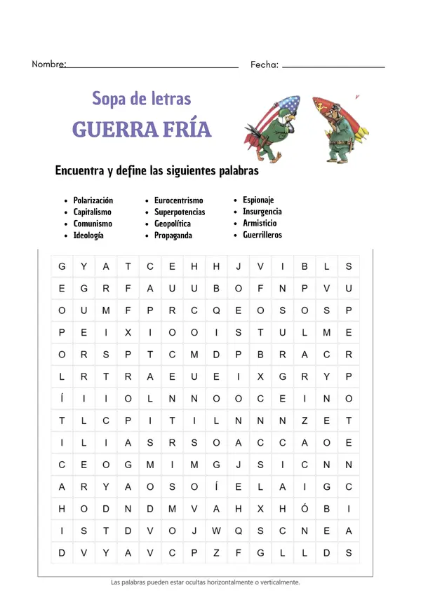 SOPA DE LETRAS GUERRA FRÍA