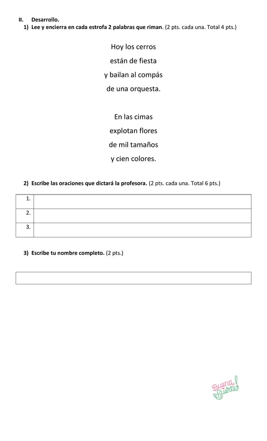 Prueba de Lenguaje y C. 2° básico correspondiente a la unidad inicial (marzo) con adecuación.