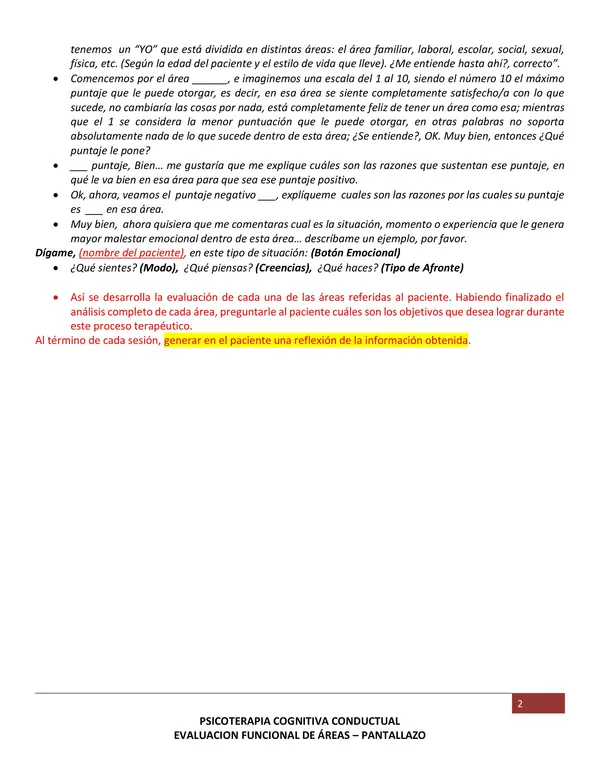 MODELO DE MOTIVO DE CONSULTA DESDE LA TERAPIA COGNITIVO CONDUCTUAL