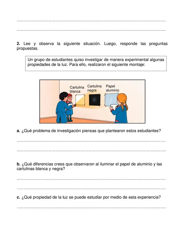 Guía de ciencias "Propiedades de la luz" Tercer año.