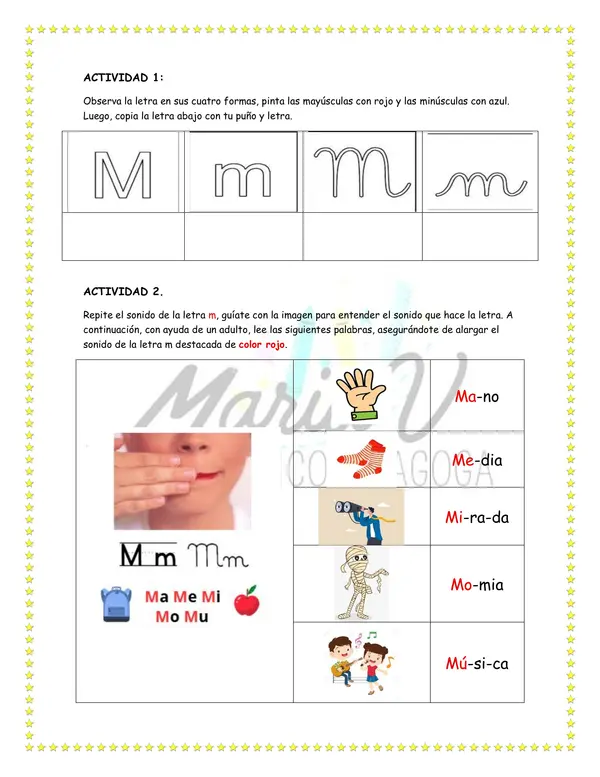 Cuadernillo de apoyo de Lenguaje N°1: Letras M – P – L – S – D – T