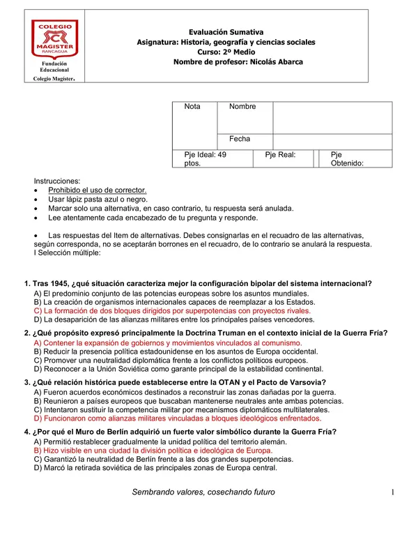 guerra fría segundo medio