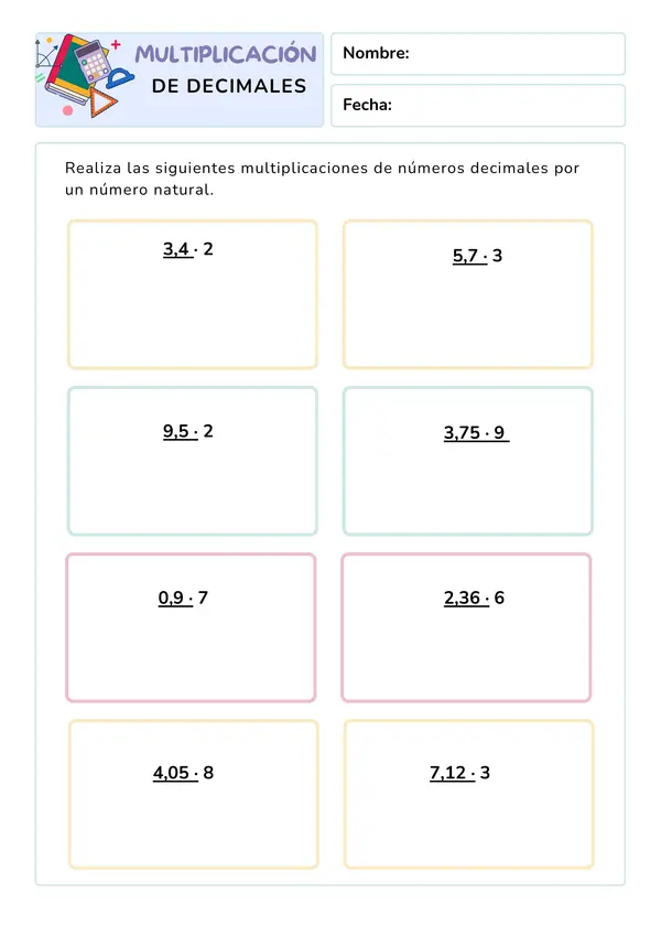Multiplicación de decimales