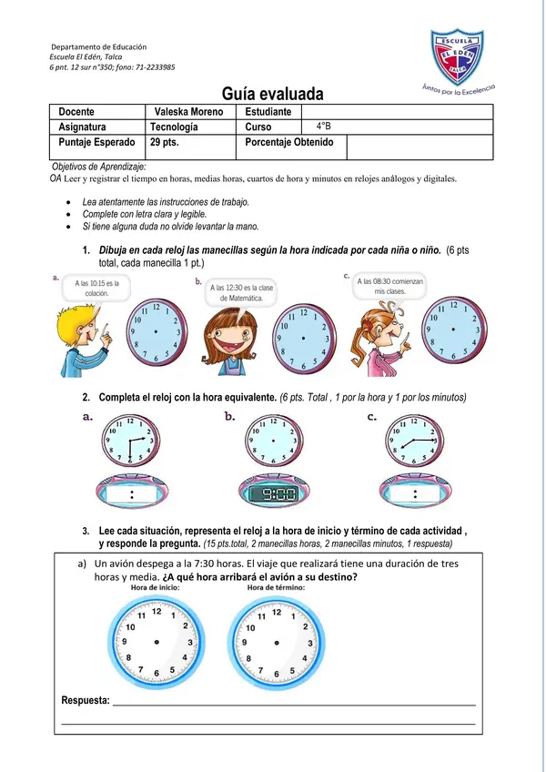 Lectura de Hora en reloj analógico