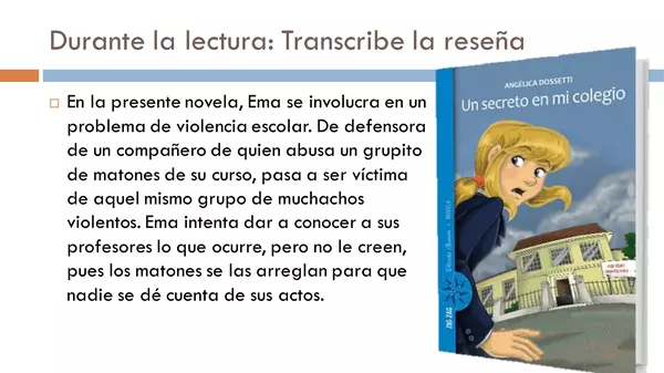 Actividades Momentos de la Lectura "Un secreto en mi Colegio"