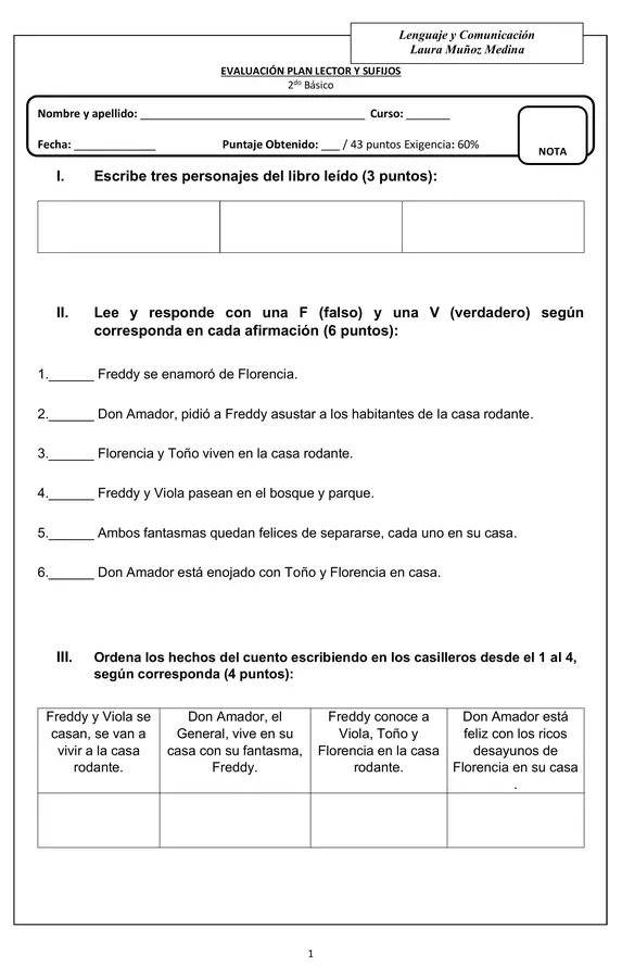 Plan lector Fantasmas en la casa rodante
