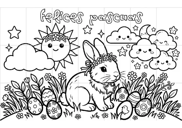 Mural Gigante de Pascua: Recurso Colaborativo para Colorear (Formato Mosaico)