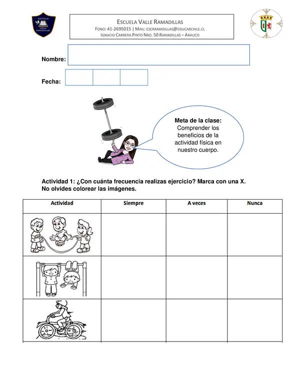 Guía de aprendizaje Beneficios de la actividad física 1° y 2° Básico Ciencias Naturales