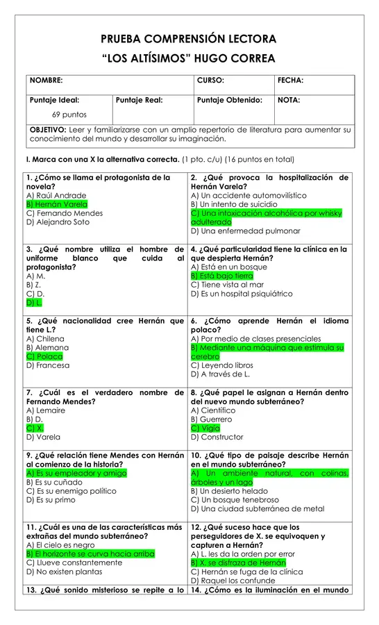 Prueba Lectura - Los altísimos