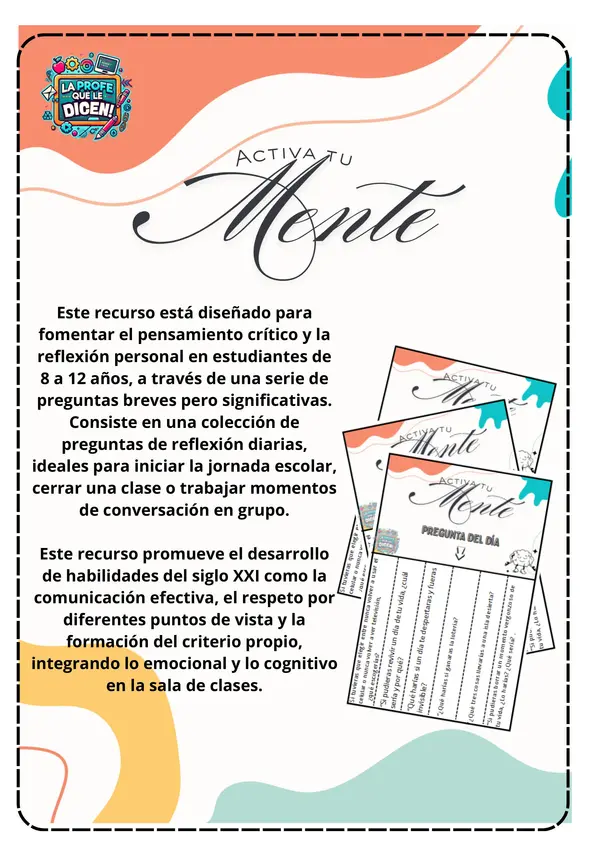 Set de 18 preguntas de reflexión. 