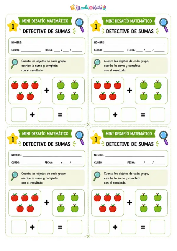 🌟 Mini Desafíos Matemáticos: Adición sin reserva | 1° Básico