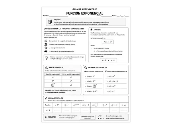 Guía función exponencial