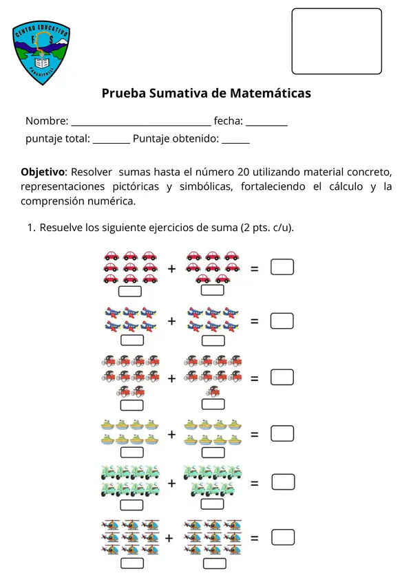 Evaluación de Matemáticas 