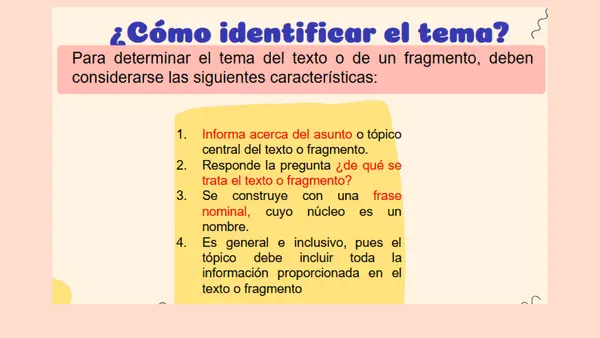Clase 4 idea principal lectura y escritura especializada