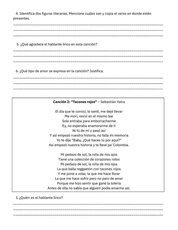 Análisis de canciones: Experiencias del amor