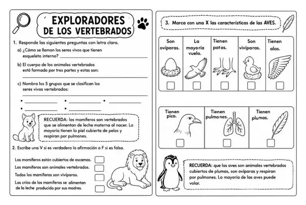 Actividades animales vertebrados 